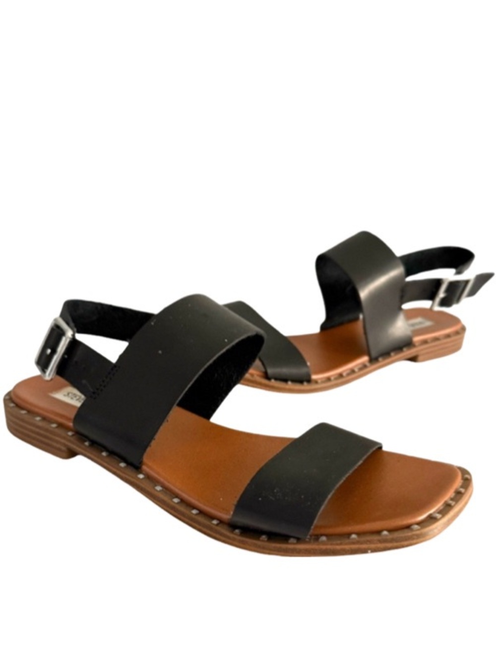 Steve Madden Slingback Sandals Adjustable Buckle Strap Black Size 8.5